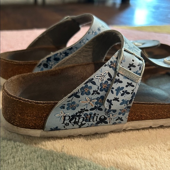 Birkenstock Papillio Gizeh Thong Leather Sandals Floral Butterflies Blue - Picture 7 of 17